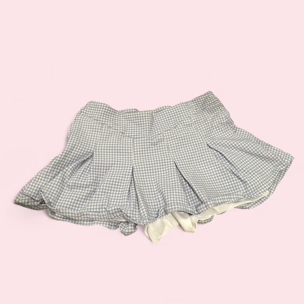 Madden girl blue gingham pleated skirt with built in shorts size S